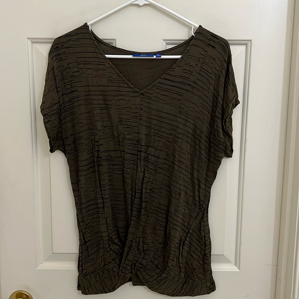 Apt. 9 Army Green Striped Shirt Size L